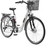 Telefunken E-Bike, Wei&szlig;, Metall, 114.5 cm, Akkustatusanzeige, Seitenst&auml;nder,