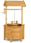 Relaxdays Dekobrunnen, Hellbraun, Holz, Metall, 47x82x41 cm, Gartenzubeh&ouml;r,