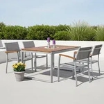 Gardenson Gartentischgruppe Naxos, Grau, Silber, Akazie, Holz, Metall, Textil,