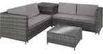 tectake Rattanlounge, Grau, Kunststoff, Organisch, Loungem&ouml;bel, Gartenlounge-Sets