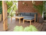 Acamp Loungegarnitur, Schwarz, Teak, Grau, Holz, Textil, Akazie, Uni, F&uuml;llung: