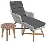 Gardenson Loungesessel, Grau, Akazie, Dunkelgrau, Holz, Metall, Kunststoff, Textil,