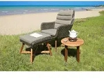 Gardenson Loungesessel, Braun, Akazie, Beige, Holz, Metall, Kunststoff, Textil,