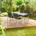 Gardenson Gartenset, Silber, Teak, Holz, Metall, Kunststoff, Glas, Teakholz, Fsc,