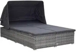 vidaXL Sonnenliege-2-Personen, Dunkelgrau, Kunststoff, F&uuml;llung: Polyester,