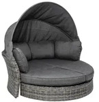riess-ambiente Sonneninsel, Grau, Textil, Metall, Uni, Oval, 195x168x178 cm,