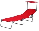 Outsunny Sonnenliege, Rot, Metall, Textil, 58x36x187 cm, Gartenm&ouml;bel, Gartenliegen