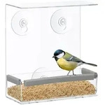 Relaxdays Vogelfutterhaus, Transparent, Kunststoff, 15x16.5x7.5 cm, Gartenzubeh&ouml;r,