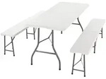 Juskys Bierzeltgarnitur, Wei&szlig;, Kunststoff, 3, Gartenm&ouml;bel, Gartenm&ouml;bel-Sets