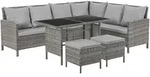 Svita Rattan-Lounge, Grau, Kunststoff, 2, 7-Sitzer, Rechteckig,rechteckig,