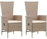 vidaXL Gartenst&uuml;hle, Creme, Kunststoff, 2-Sitzer, Rechteckig, 62x108x58 cm,