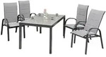 Gardenson Gartenset, Graphit, Grau, Metall, Glas, Textil, 5-teilig, R&uuml;ckenlehne