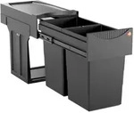 Hailo Einbauabfallsammler Black Edition, Kunststoff, 2 x 15 L, 25.1x48.2x40.0 cm,