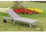 Gardenson Gartenliege, Silber, Taupe, Metall, Kunststoff, 201x98x65 cm, R&auml;der am