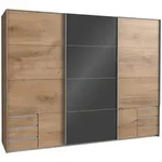 Carryhome Schwebet&uuml;renschrank, Dunkelgrau, Plankeneiche, Glas, Holzwerkstoff, 3
