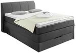 Carryhome Boxspringbett, Anthrazit, Textil, H2 + H3, 7-Zonen, H&ouml;he ca. 20 cm,