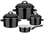 GSW Kochtopfset Black u0026 White, Schwarz, Metall, 4-teilig, 16 cm, 0.75 L, ISO