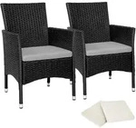 tectake Rattanstuhl, Schwarz, Beige, Kunststoff, 57x85x59 cm, Gartenm&ouml;bel,