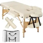 tectake Massageliege, Beige, Holz, 59x65.5x187 cm, Freizeit, Wellness,...