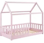 Juskys Kinderbett, Rosa, Holz, 80x160 cm, Kinder- & Jugendzimmer, Kinderm&ouml;bel,
