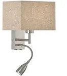 Fischer & Honsel Wandleuchte Dream, Sand, Nickel, Textil, Metall, 25x38 cm, mit