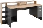 Livetastic Gamingtisch, Grau, Eiche, Holzwerkstoff, 1 Schublade(n) Schubladen,