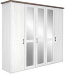 Carryhome Dreht&uuml;renschrank, Wei&szlig;, Tr&uuml;ffeleiche, Glas, Holzwerkstoff, 6 F&auml;cher,