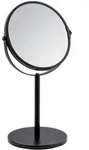 Wenko Schminkspiegel Assisi, Schwarz, Silber, Metall, Glas, rund, 18.5x34.5x15 cm,