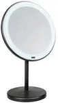 Wenko Schminkspiegel Onno, Schwarz, Kunststoff, Glas, rund, 20x34x13.5 cm, Spiegel,