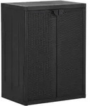 vidaXL Gartenschrank, Schwarz, Kunststoff, 2 F&auml;cher, Rechteckig, 65x88x45 cm,