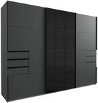 P & B Schiebet&uuml;renschrank Wimex Saigon, Graphit, Schwarz, Glas, Holzwerkstoff, 6