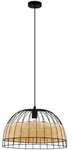 Eglo H&auml;ngeleuchte Anwick, Natur, Schwarz, Holz, Metall, Rattan, massiv, rund,rund,