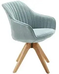 home24 Armlehnstuhl, Hellblau, Textil, Eiche, massiv, eckig, 60x83x65 cm,