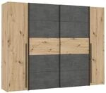 Mid.you Kleiderschrank Forte Narago, Eiche, Dunkelgrau, Metall, Kunststoff,