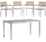 Gardenson Gartenset, Braun, Teak, Metall, Textil, 5-teilig, 150x75x90 cm, Fsc,