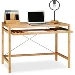 Relaxdays Computertisch, Hellbraun, Holz, 106.5x76.5x55.5 cm, Arbeitszimmer,