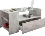 Mid.you Couchtisch, Grau, Glas, Holzwerkstoff, 1 Schublade(n) Schubladen,...