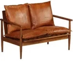 vidaXL 2-Sitzer-Sofa, Braun, Leder, Akazie, Rechteckig, 116x74x69 cm,...