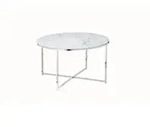 Livetastic Couchtisch, Wei&szlig;, Chrom, Metall, Glas, Marmoroptik, rund, Kufe, 80x45x80