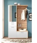 Mid.you Garderobe, Wei&szlig;, Eiche, Glas, Holzwerkstoff, 3-teilig, 117x198x98 cm,