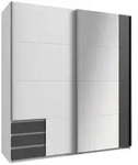 Boxxx Schwebet&uuml;renschrank, Graphit, Wei&szlig;, Glas, Holzwerkstoff, 5 F&auml;cher, 3