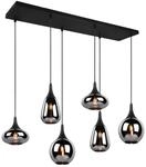 Trio Leuchten H&auml;ngeleuchte Lumina, Chrom, Schwarz, Glas, Metall, 34.5x150x93.8 cm,