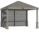 Pavillon, Metall, 363x313x363 cm, wetterbest&auml;ndig, rostfrei, Sonnen- & Sichtschutz,