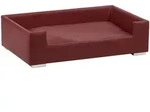 Hundesofa, Chrom, Bordeaux, Holz, Textil, Uni, F&uuml;llung: Vlies, rechteckig, 57x25x91