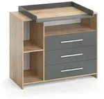 Vicco Wickelkommode, Anthrazit, Sonoma Eiche, Holzwerkstoff, 7 F&auml;cher, 3 Schubladen,