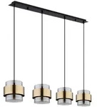 Globo H&auml;ngeleuchte, Klar, Schwarz, Messing, Metall, Glas, 18x120x111 cm, Lampen &
