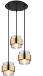 Globo H&auml;ngeleuchte, Klar, Schwarz, Messing, Metall, Glas, 45x120x45 cm, Lampen &