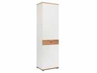 Carryhome Garderobenschrank, Weiß, Eiche, Holzwerkstoff, 2 Fächer, 58x205x40 cm,