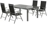 Gardenson Gartenset, Schwarz, Silber, Metall, Textil, 5-teilig, Uni, Tisch