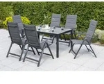 Gardenson Gartentischgruppe Taviano, Graphit, Grau, Metall, Glas, Textil, Uni,